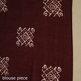 Brown - mul cotton hand batik saree 67 - handcrafted