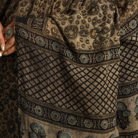  Brown Mul Cotton Block Print  Ajrakh Saree