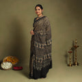  Brown Mul Cotton Block Print  Ajrakh Saree