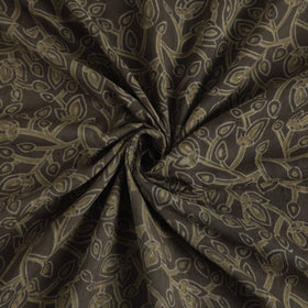 Brown - Mulberry Silk Cotton Akola Hand Block Printed Handloom Fabric