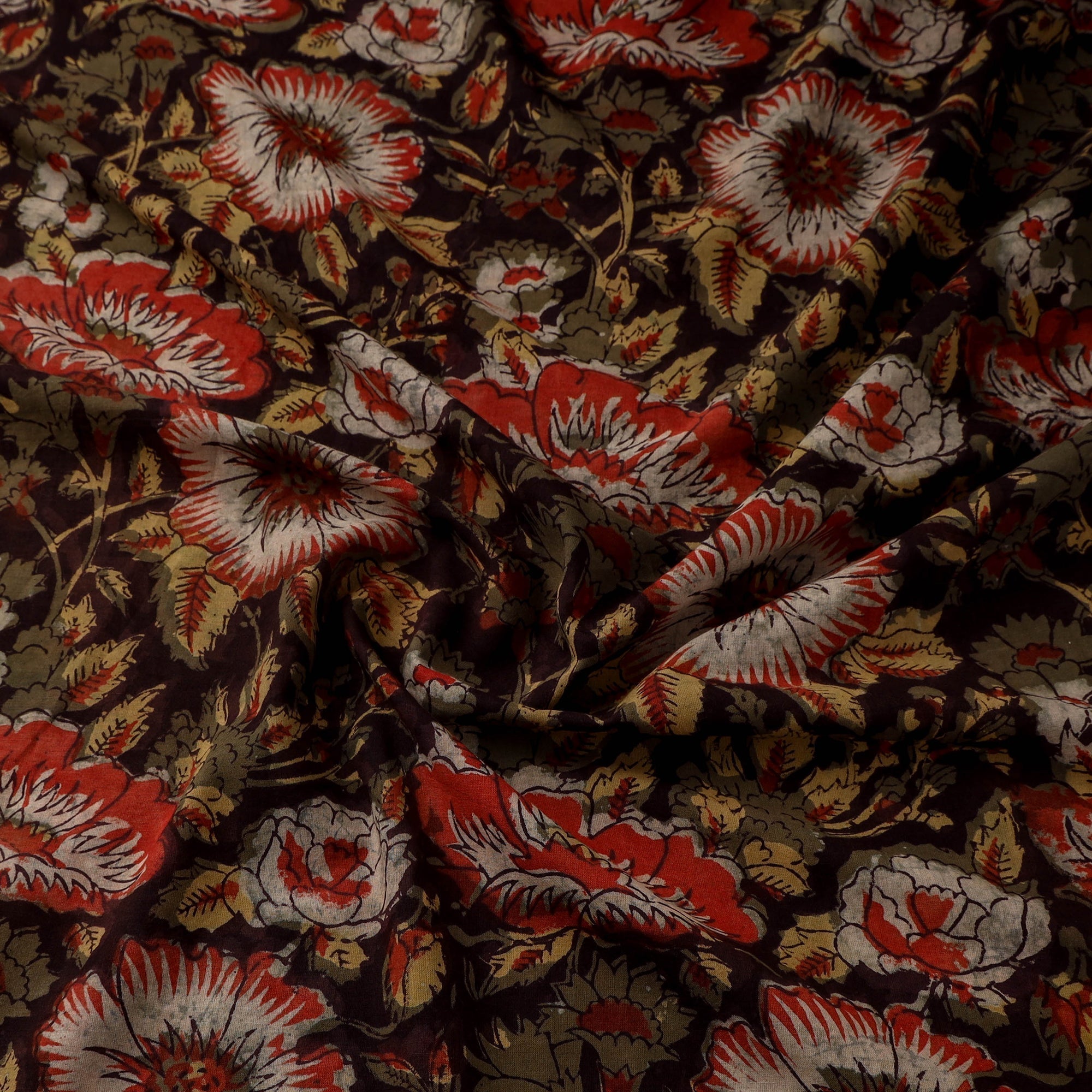 Natural dyed cotton hand jahota fabric 05 - handcrafted