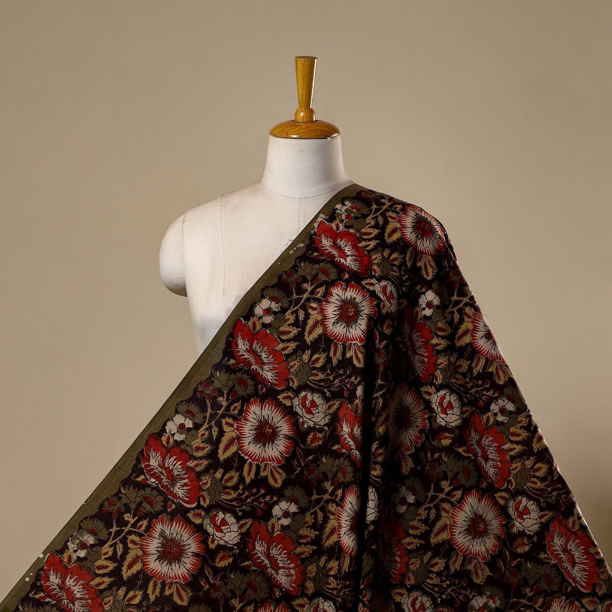 Natural dyed cotton hand jahota fabric 05 - handcrafted