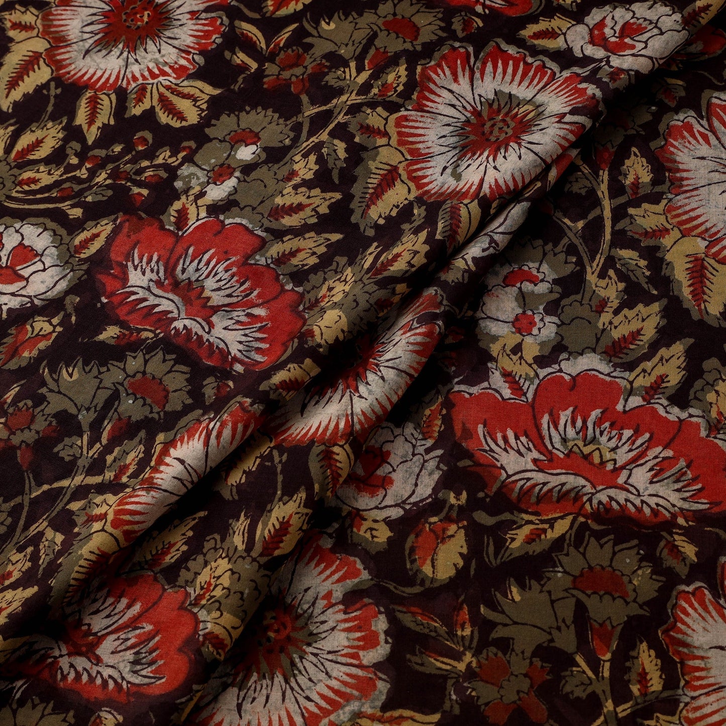 Natural dyed cotton hand jahota fabric 05 - handcrafted