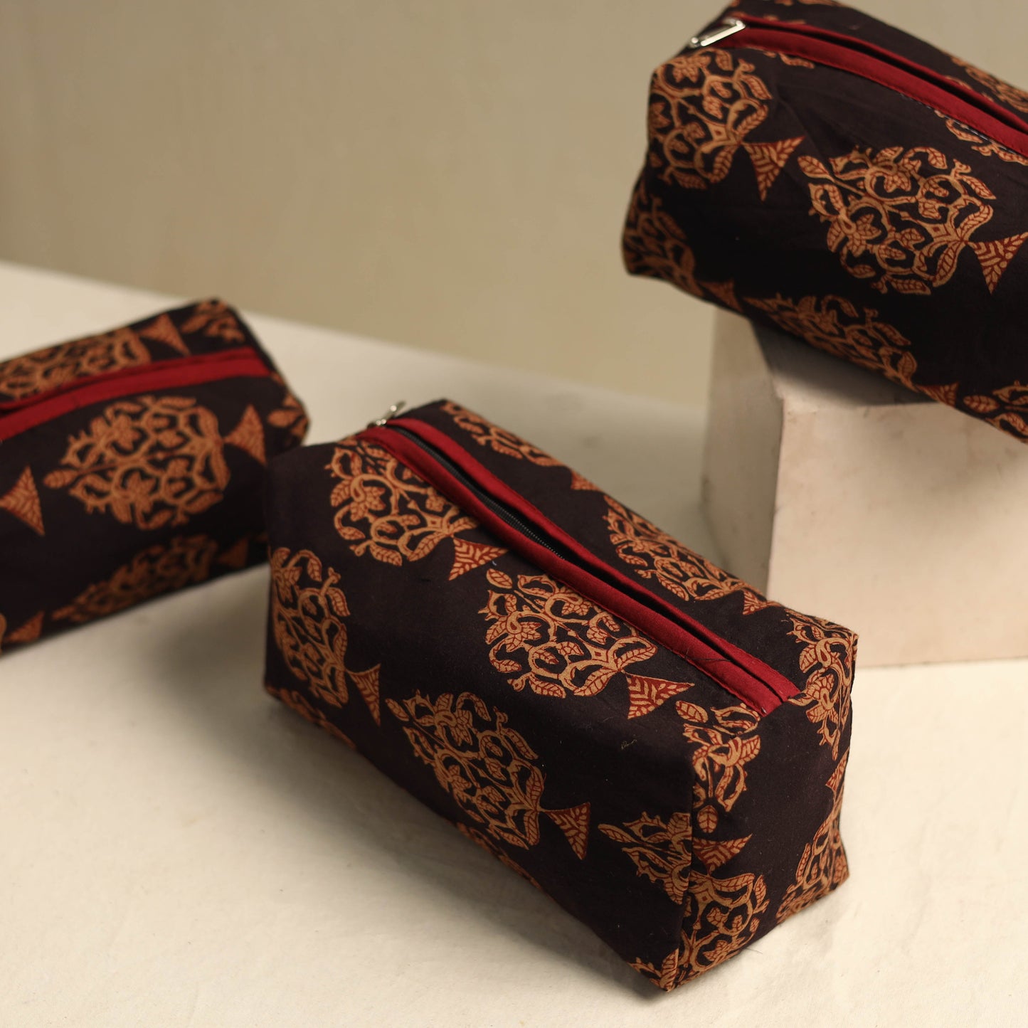  Brown Multipurpose Handmade Toiletry Bags (Set of 3)
