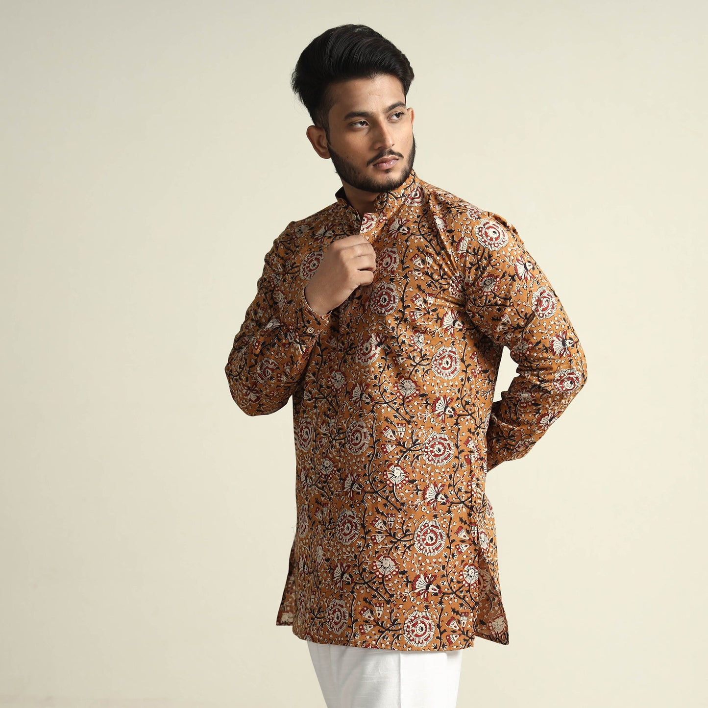  Bagru Block Printed Cotton Men Short Kurta 