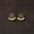 Brown - naira fabart earrings with kundan & beads