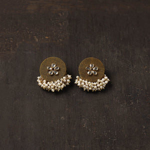 Brown - naira fabart earrings with kundan & beads