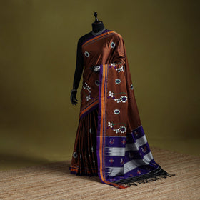 Nath work silk cotton khun saree 14 - handcrafted