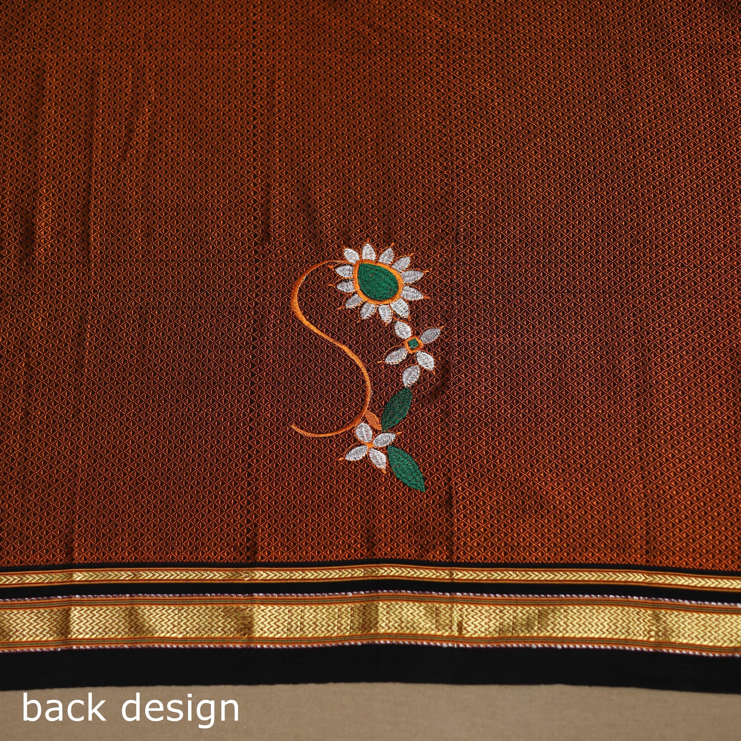 Brown - nathani work mercerised cotton khun blouse piece 08