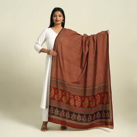 Buy Brown Natural Dye Mul Cotton Bagh Print Dupatta