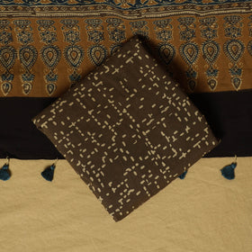 Brown - natural dyed 3pc unstitched dress material 01