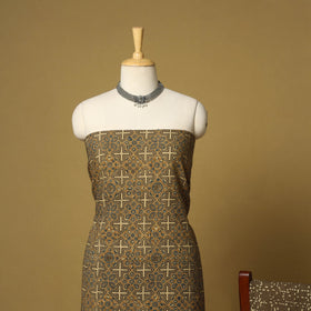 Brown - natural dyed 3pc unstitched dress material 01