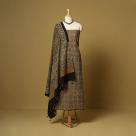 Brown - natural dyed 3pc unstitched dress material 01