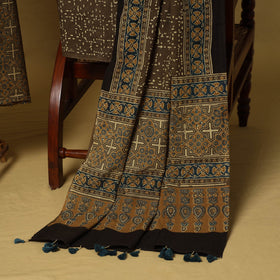 Brown - natural dyed 3pc unstitched dress material 01