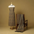 Brown - natural dyed 3pc unstitched dress material 01