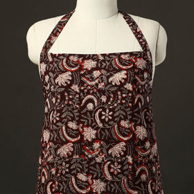 Brown - bagru cotton apron with pocket 18 - handcrafted