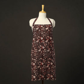 Brown - bagru cotton apron with pocket 18 - handcrafted