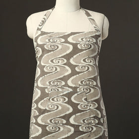 Brown - bagru cotton apron with pocket 53 - handcrafted