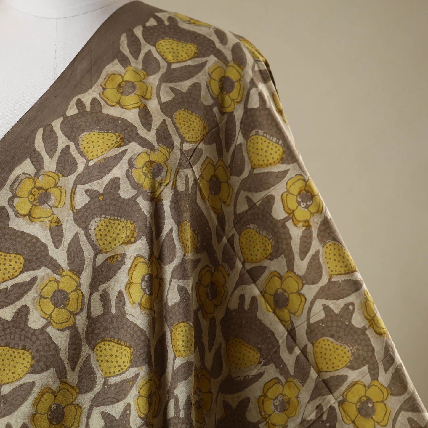 Brown - natural dyed bagru dabu fabric 02 - handcrafted