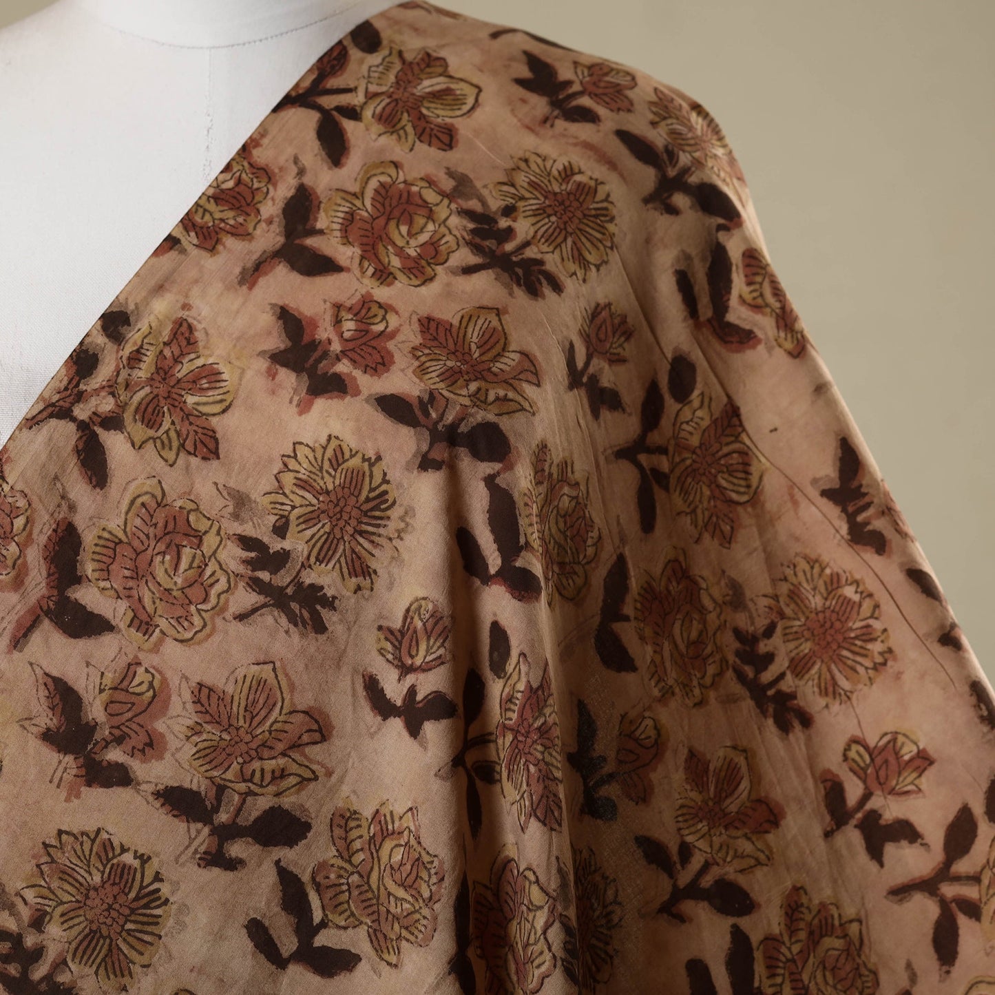 Brown - natural dyed bagru dabu fabric 09 - handcrafted