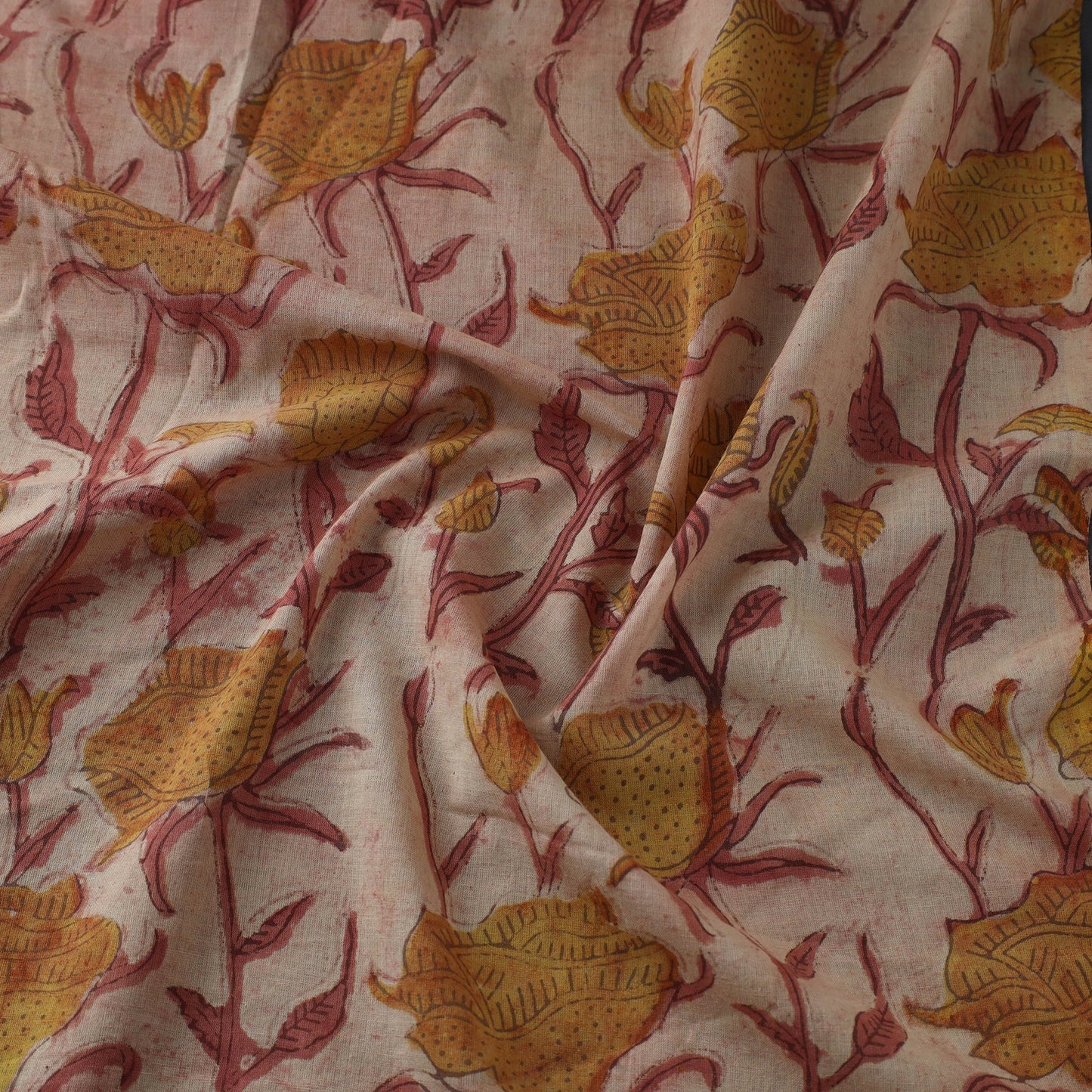 Brown Natural Dyed Bagru Ajrakh Dabu Print Fabric