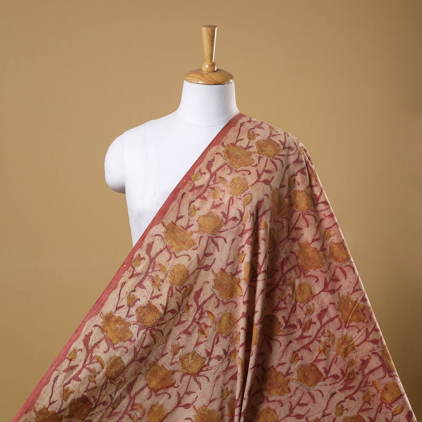 Brown Natural Dyed Bagru Ajrakh Dabu Print Fabric