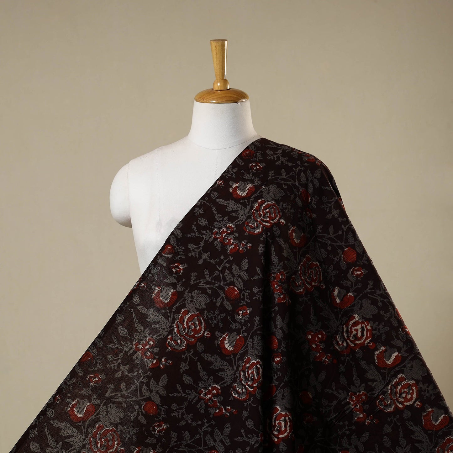 Brown - natural dyed bagru dabu fabric 22 - handcrafted