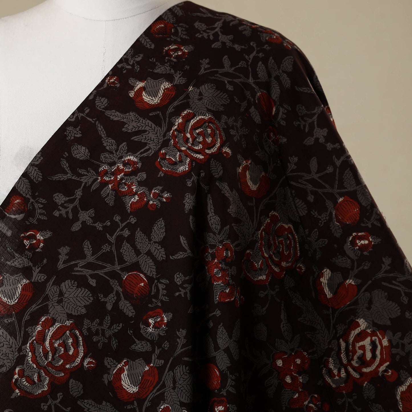 Brown - natural dyed bagru dabu fabric 22 - handcrafted