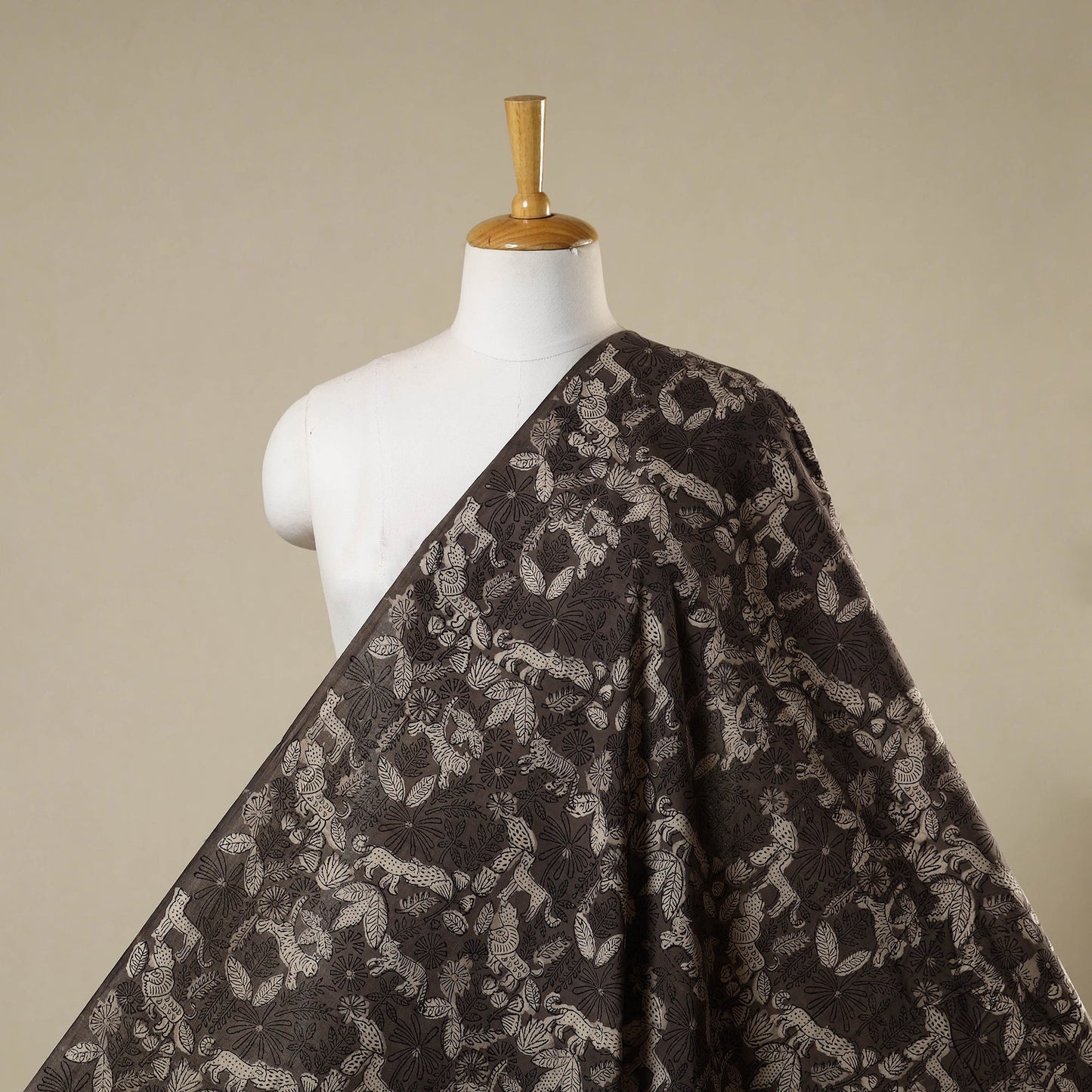 Brown - natural dyed bagru dabu fabric 23 - handcrafted