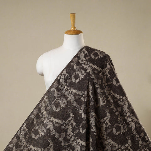 Brown - natural dyed bagru dabu fabric 23 - handcrafted