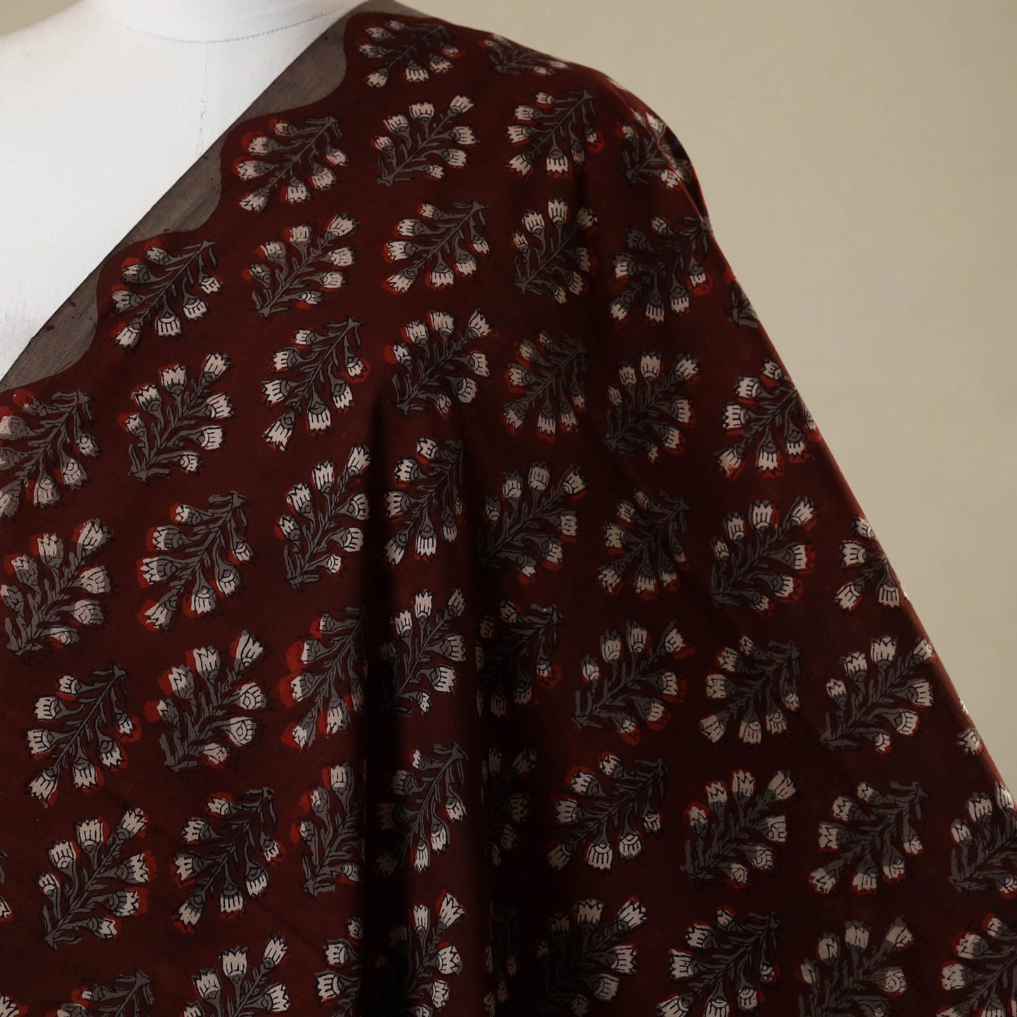 Brown - natural dyed bagru dabu fabric 25 - handcrafted
