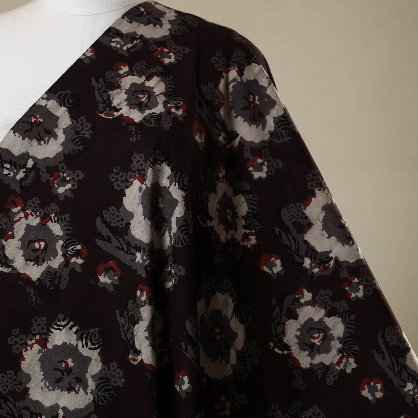 Brown - natural dyed bagru dabu fabric 31 - handcrafted