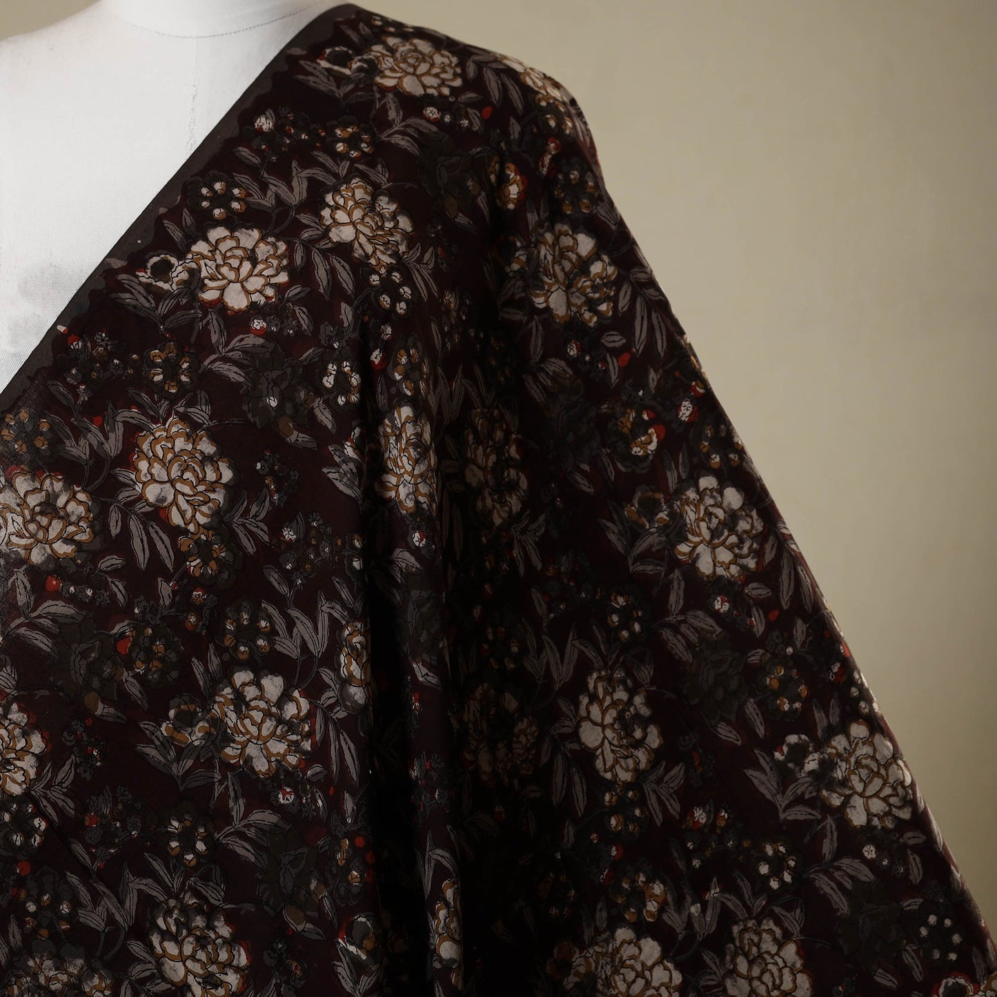 Brown - natural dyed bagru dabu fabric 37 - handcrafted