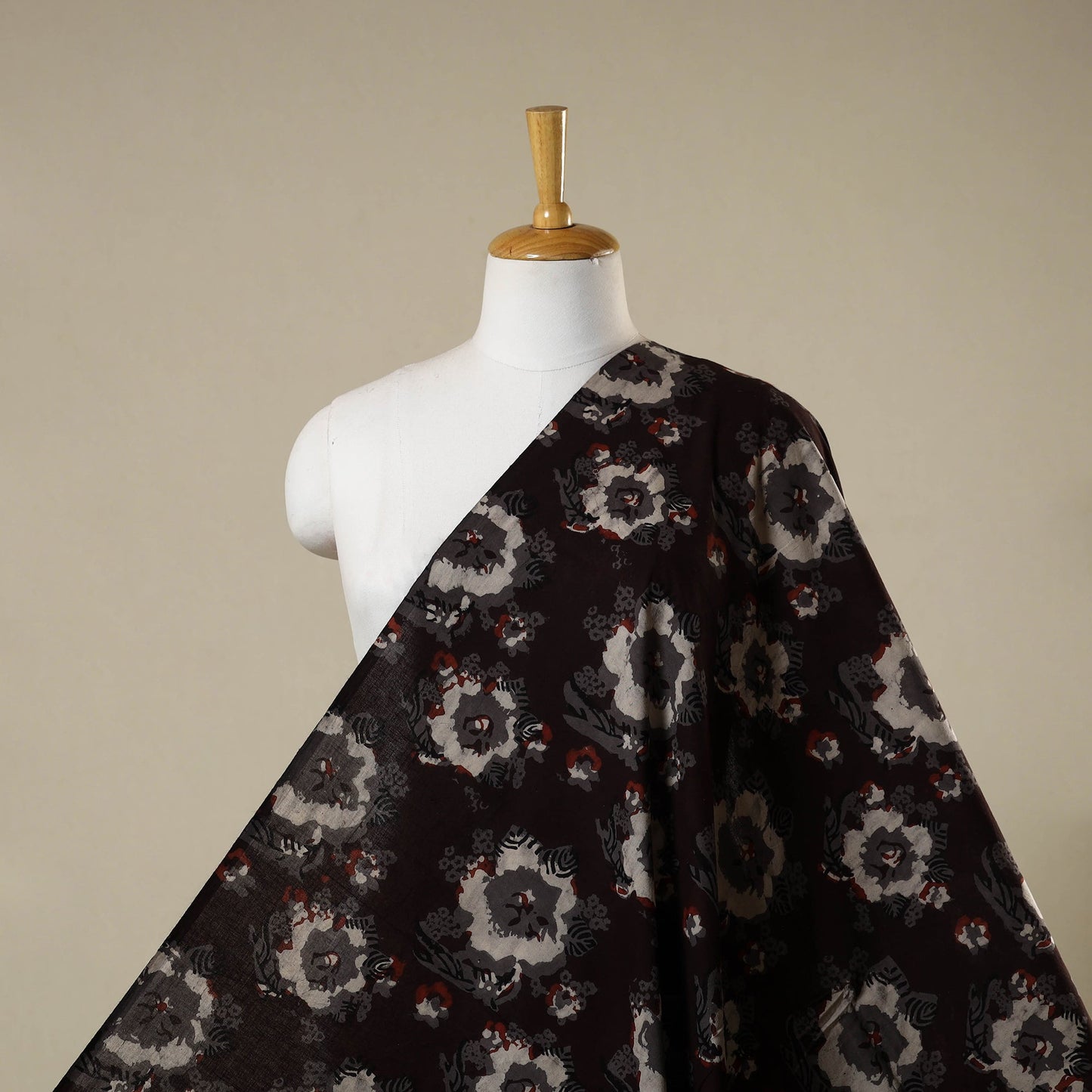 Brown - natural dyed bagru dabu fabric 31 - handcrafted