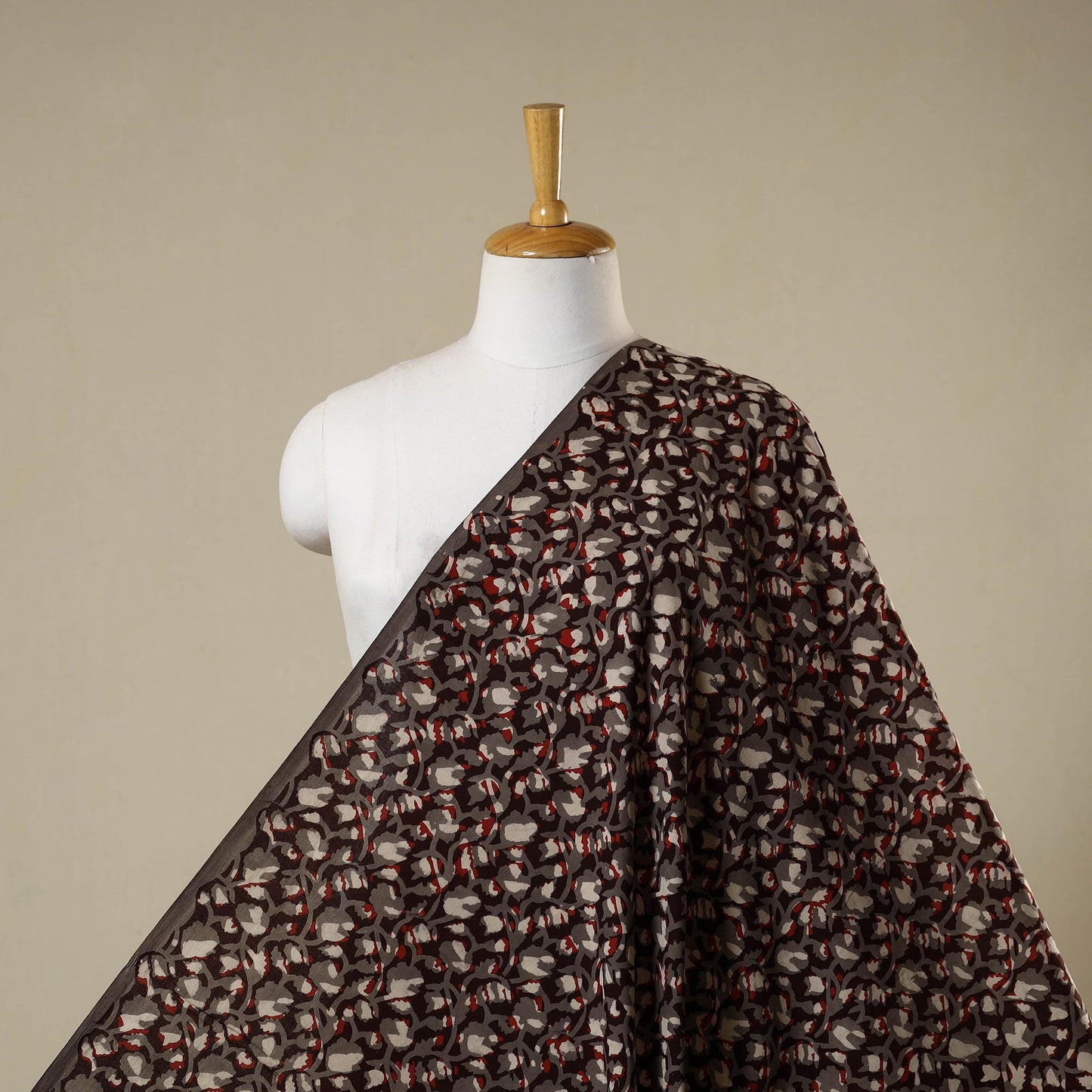 Brown - natural dyed bagru dabu fabric 33 - handcrafted