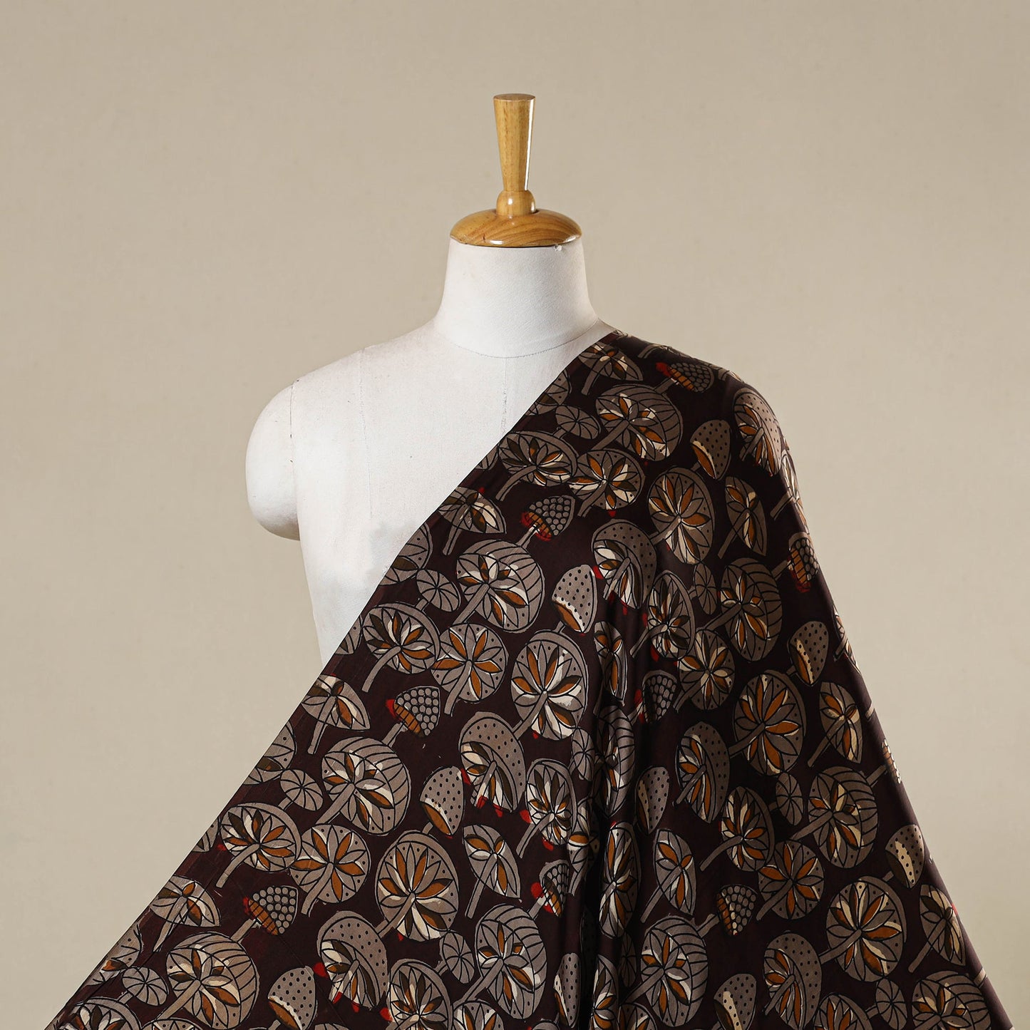 Brown - natural dyed bagru modal silk fabric 03