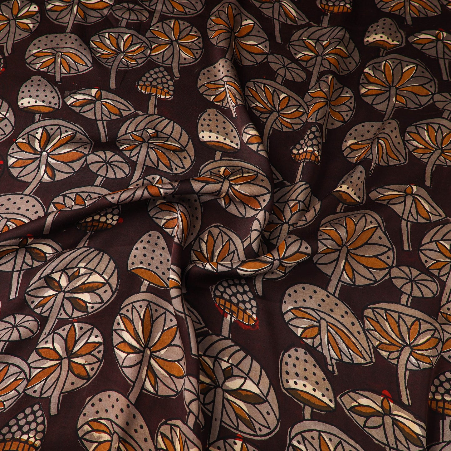 Brown - natural dyed bagru modal silk fabric 03