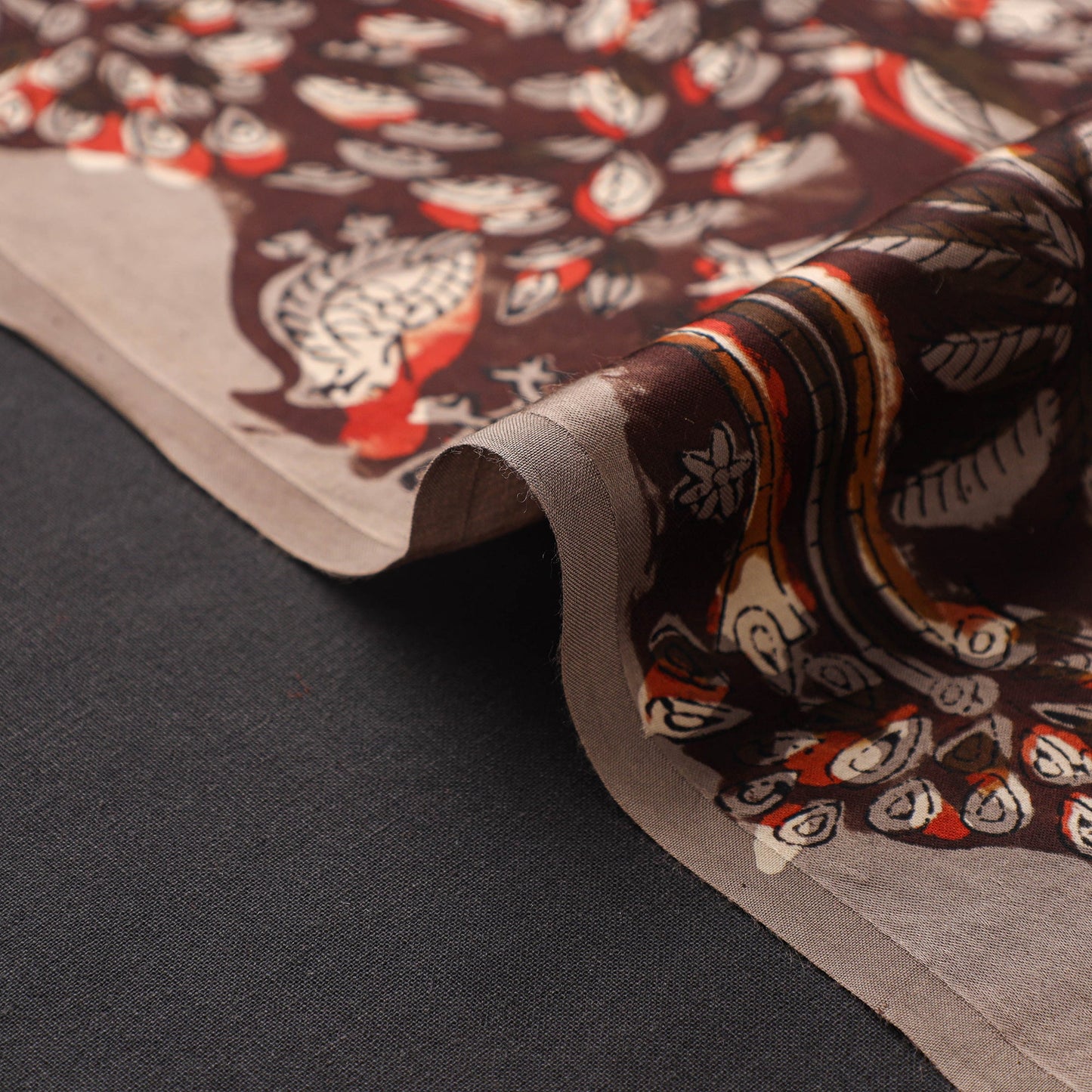 Brown - natural dyed bagru modal silk fabric 09