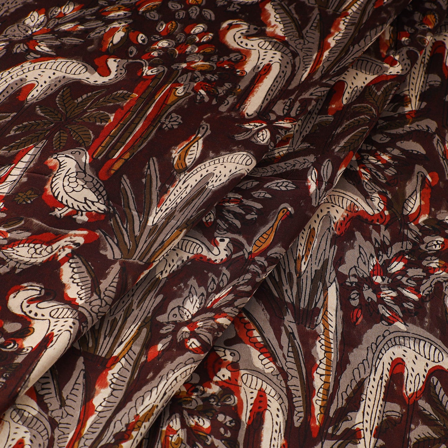 Brown - natural dyed bagru modal silk fabric 09
