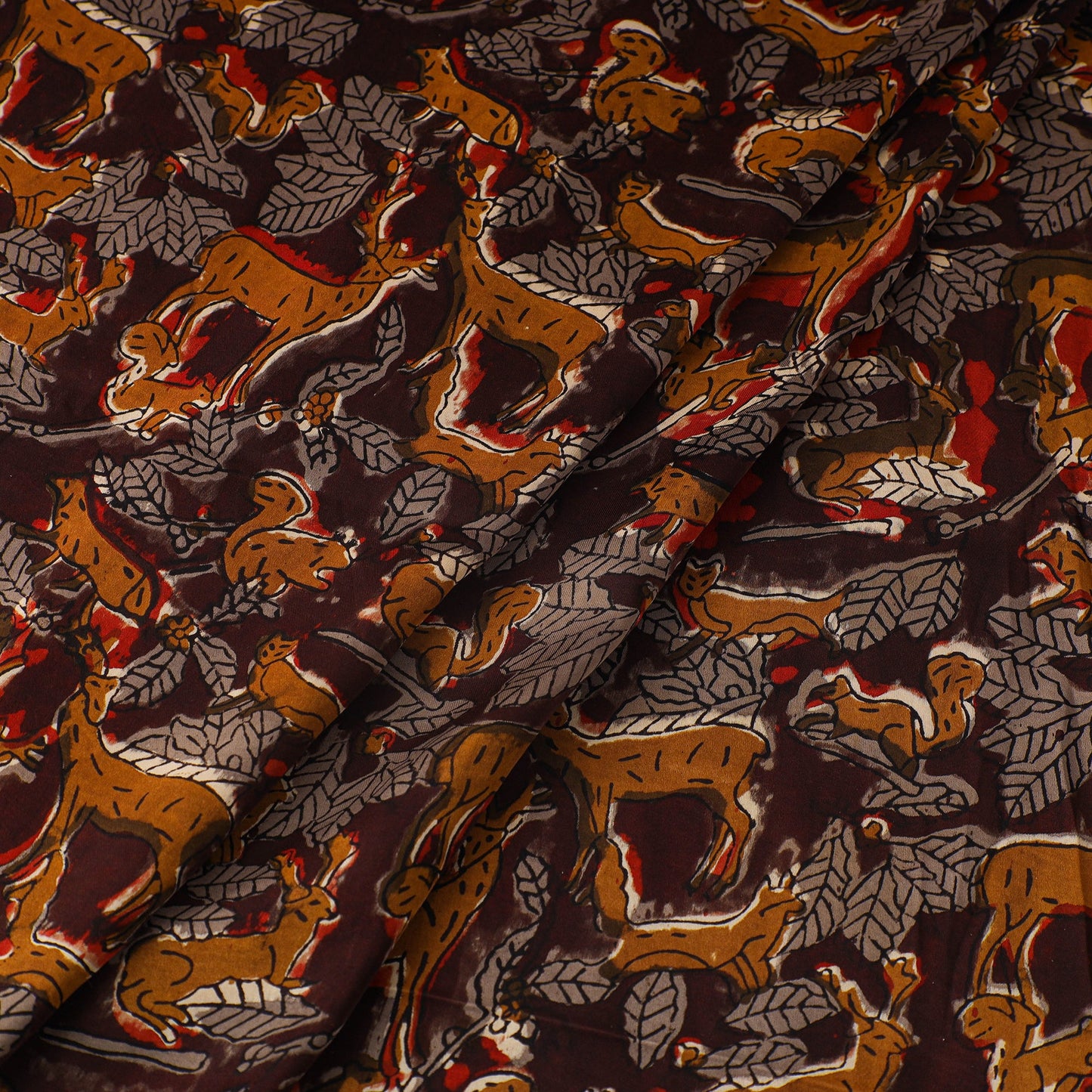 Brown - natural dyed bagru modal silk fabric 13