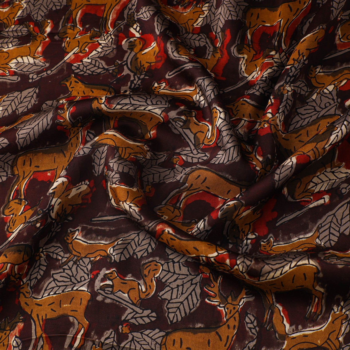 Brown - natural dyed bagru modal silk fabric 13