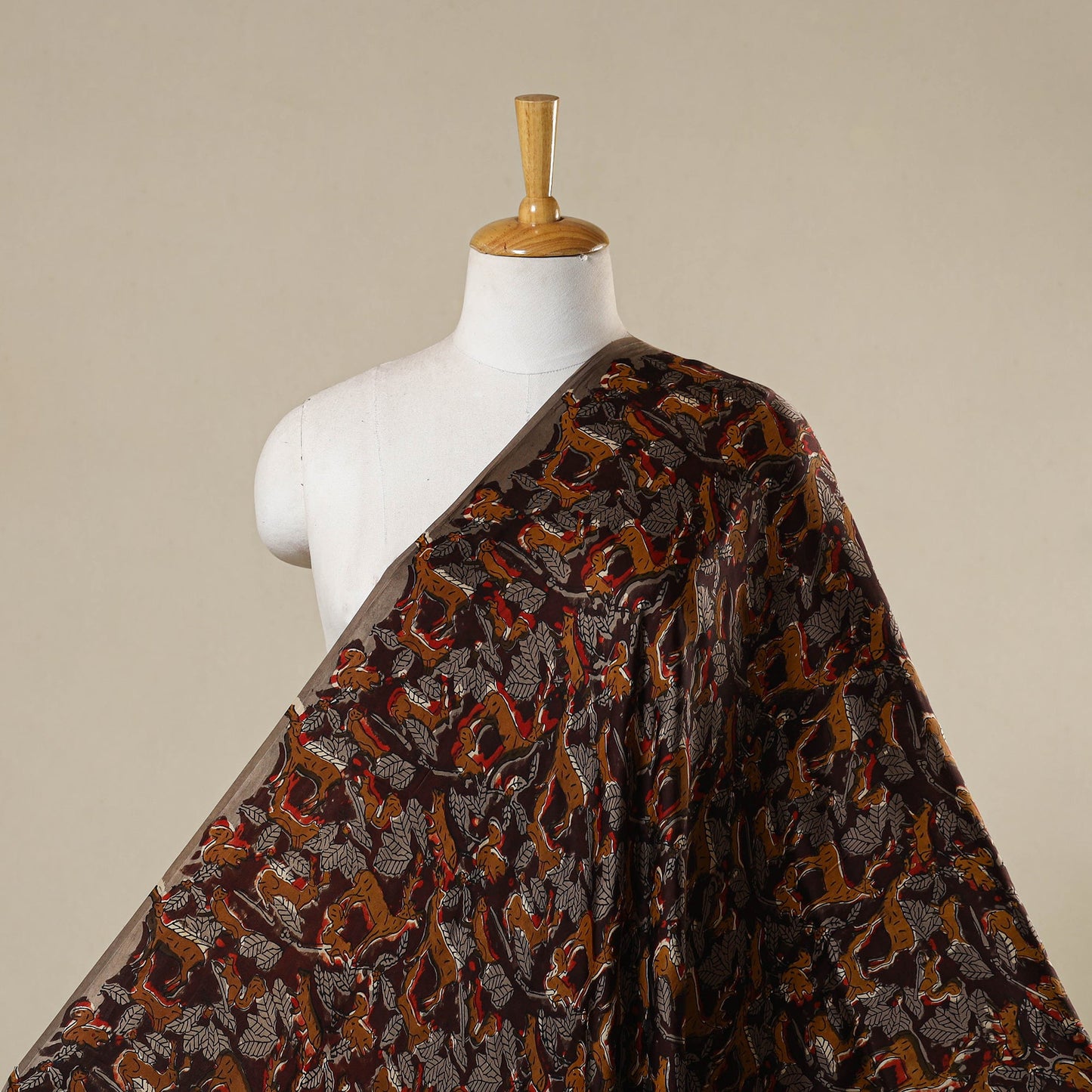 Brown - natural dyed bagru modal silk fabric 13