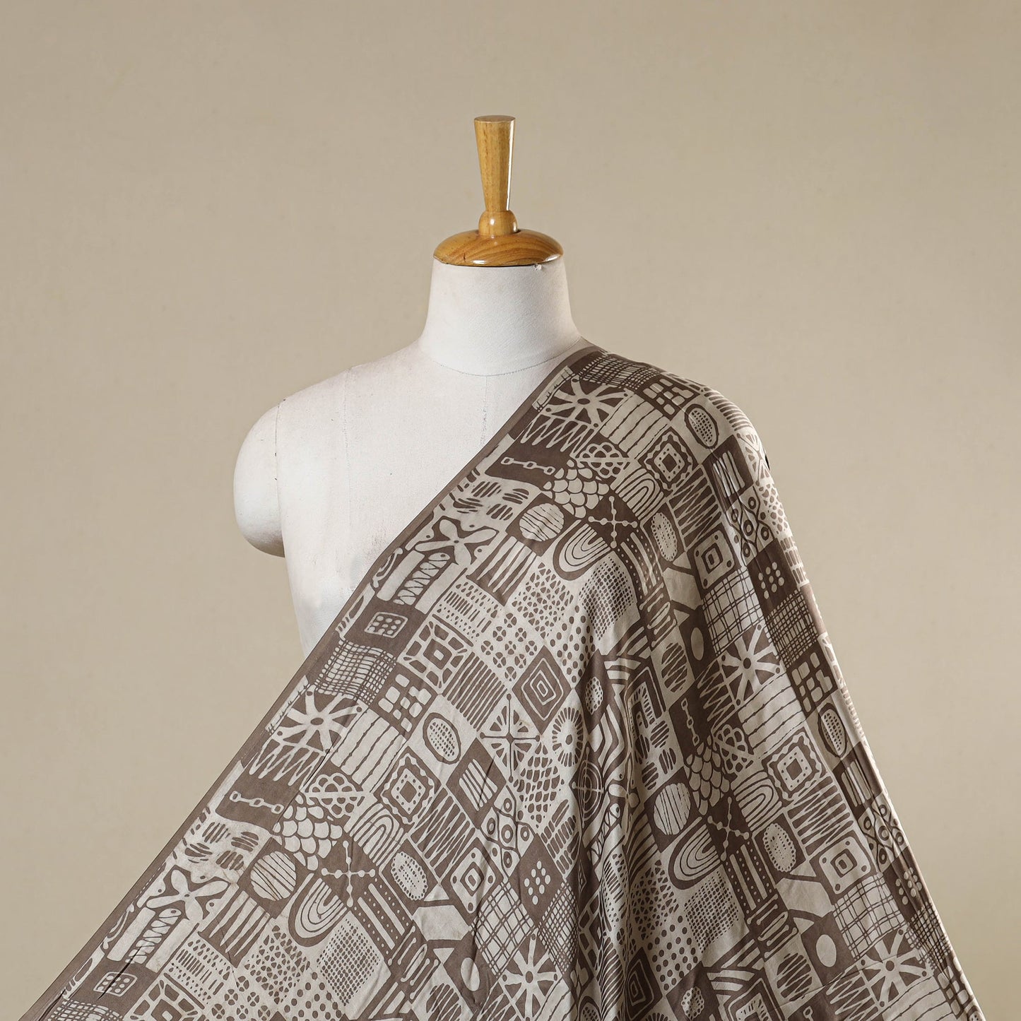 Brown - natural dyed bagru modal silk fabric 23