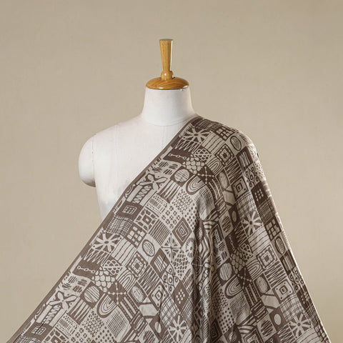 Brown - natural dyed bagru modal silk fabric 23