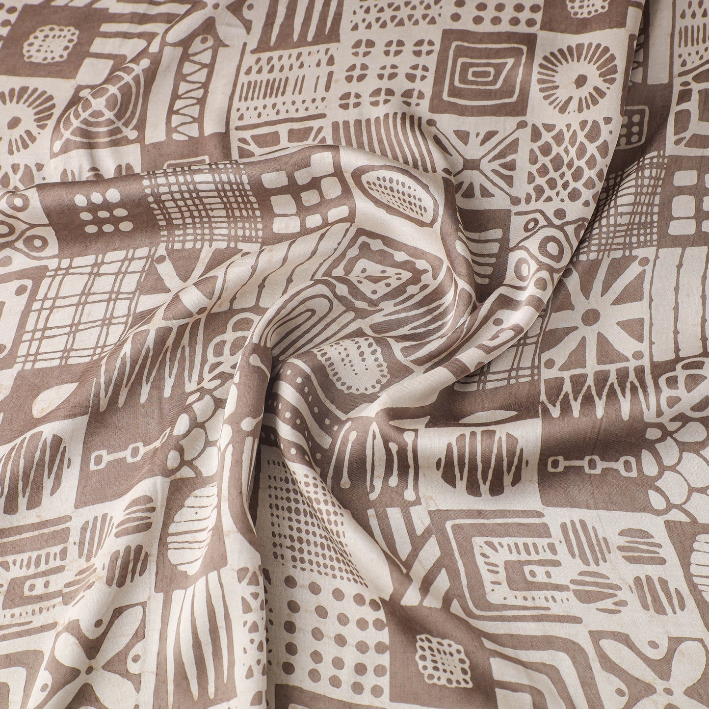 Brown - natural dyed bagru modal silk fabric 23