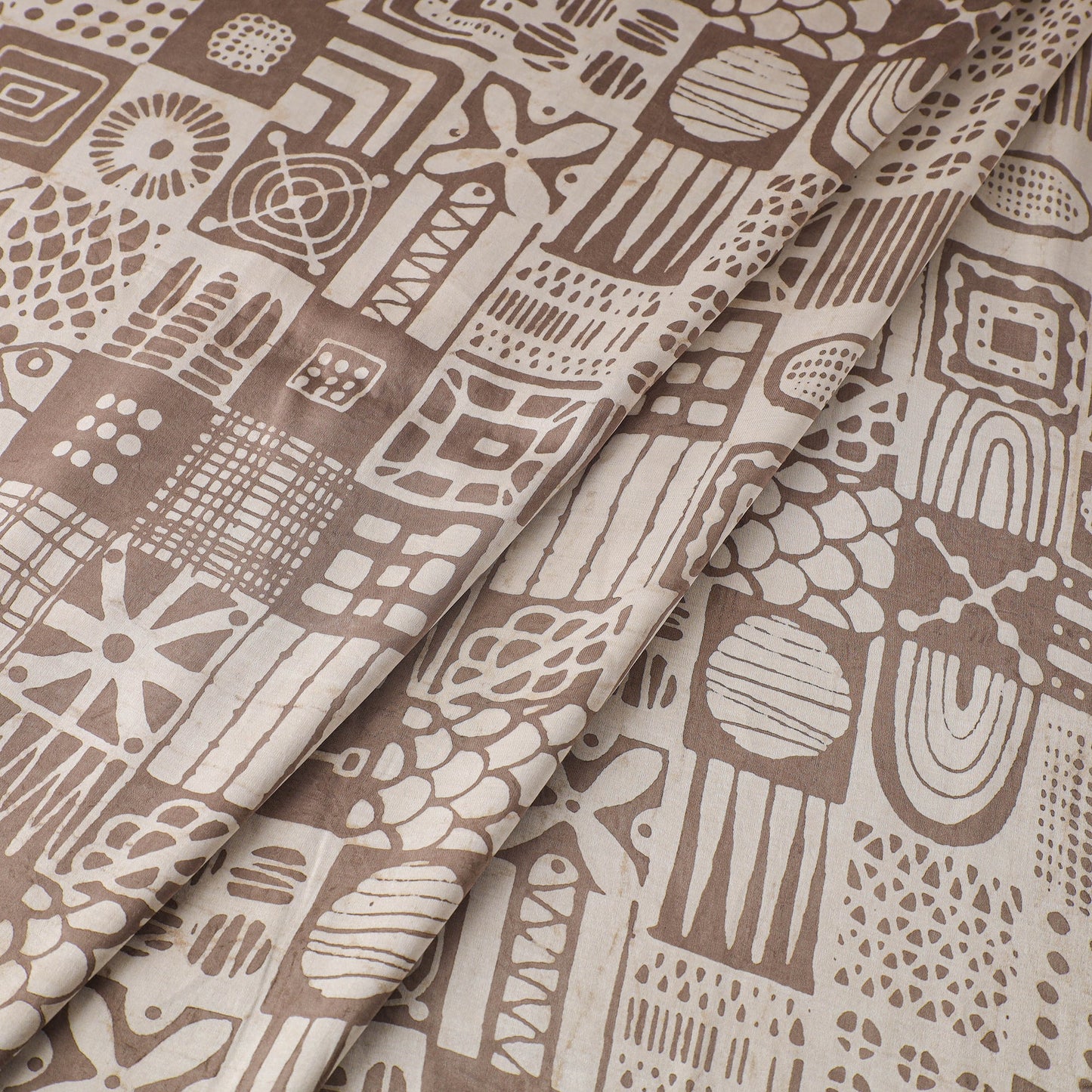 Brown - natural dyed bagru modal silk fabric 23