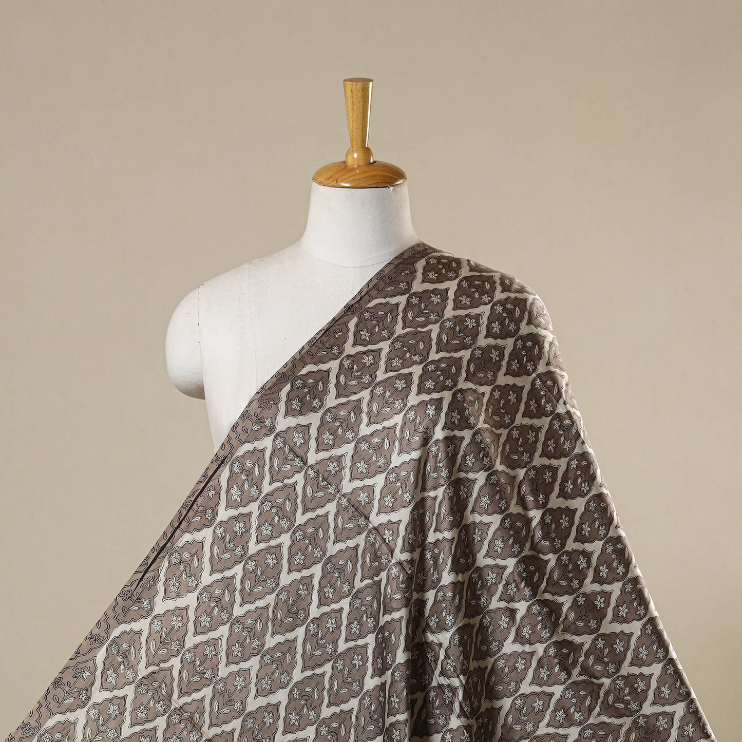 Brown - natural dyed bagru modal silk fabric 26