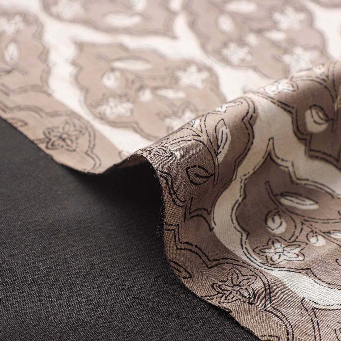 Brown - natural dyed bagru modal silk fabric 26