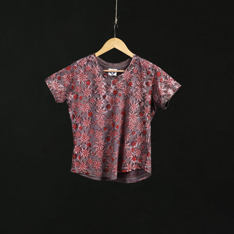 Natural dyed bindaas block art printed cotton v neck