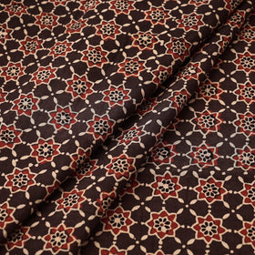 Brown Natural Dyed Block Print Cotton Ajrakh Fabric